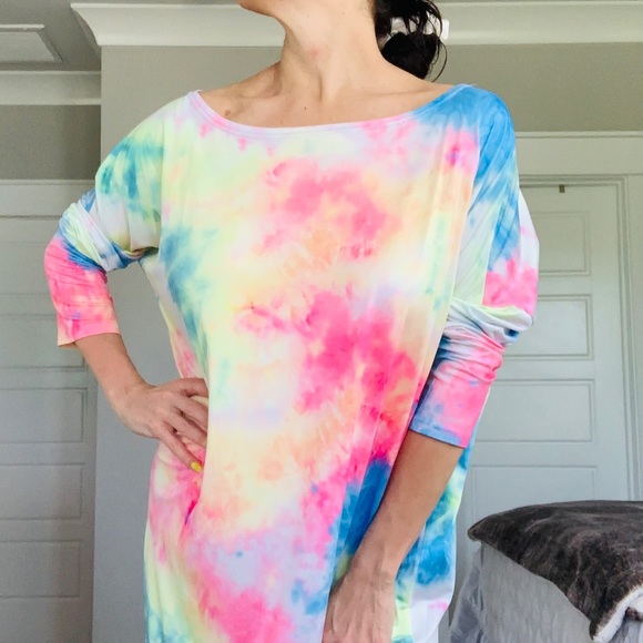 TIE DYE - NWT Off Shoulder Maxi Dress - Picture 2 of 12